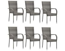 vidaXL Stackable Outdoor Chairs 6 pcs Grey Poly Rattan