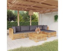 vidaXL 6 Piece Garden Lounge Set with Cushions Solid Teak Wood