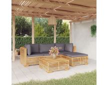 vidaXL 5 Piece Garden Lounge Set with Cushions Solid Wood Teak