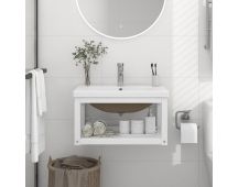 vidaXL Bathroom Washbasin Frame with Built-in Basin White Iron