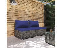 vidaXL 2 Piece Garden Lounge Set with Cushions Poly Rattan Grey