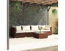 vidaXL 5 Piece Garden Lounge Set with Cushions Poly Rattan Brown