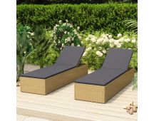 vidaXL Sunlounger Poly Rattan Brown and Dark Grey