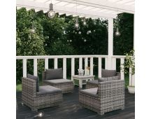 vidaXL 4 Piece Garden Lounge Set with Cushions Poly Rattan Grey