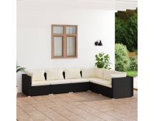 vidaXL 6 Piece Garden Lounge Set with Cushions Poly Rattan Black