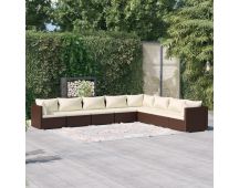 vidaXL 8 Piece Garden Lounge Set with Cushions Poly Rattan Brown