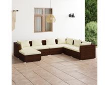 vidaXL 7 Piece Garden Lounge Set with Cushions Poly Rattan Brown