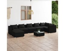 vidaXL 8 Piece Garden Lounge Set with Cushions Poly Rattan Black