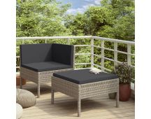 vidaXL 2 Piece Garden Lounge Set with Cushions Poly Rattan Grey