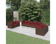 vidaXL 8 Piece Garden Lounge Set with Cushions Poly Rattan Brown