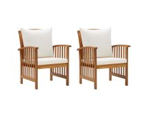 vidaXL Garden Chairs with Cushions 2 pcs Solid Acacia Wood