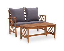 vidaXL 2 Piece Garden Lounge Set with Cushions Solid Acacia Wood