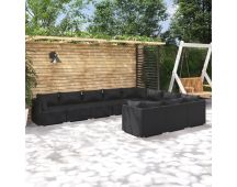 vidaXL 10 Piece Garden Lounge Set with Cushions Poly Rattan Black