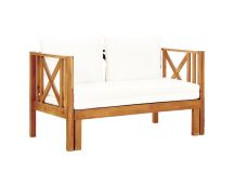 vidaXL 2-Seater Garden Bench with Cushions 122 cm Solid Acacia Wood