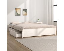 vidaXL Bed Frame with Drawers White 137x187 cm Double Size