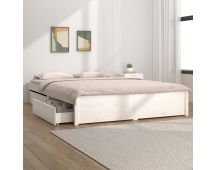 vidaXL Bed Frame without Mattress with Drawers White 183x203 cm King