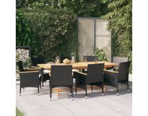 vidaXL 9 Piece Garden Dining Set with Cushions Black