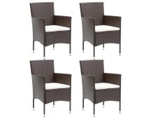 vidaXL Garden Dining Chairs 4 pcs Poly Rattan Brown