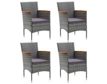 vidaXL Garden Dining Chairs 4 pcs Poly Rattan Grey