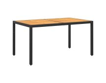 vidaXL Garden Table 150x90x75 cm Acacia Wood and Poly Rattan Black