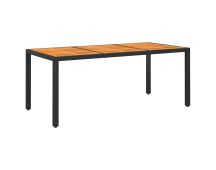 vidaXL Garden Table 190x90x75 cm Acacia Wood and Poly Rattan Black