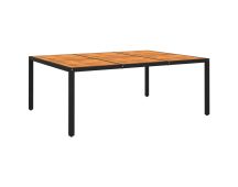 vidaXL Garden Table 200x150x75 cm Acacia Wood and Poly Rattan Black