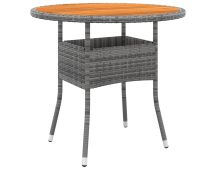 vidaXL Garden Table �80x75 cm Acacia Wood and Poly Rattan Grey