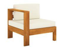 vidaXL Middle Sofa with 1 Armrest Cream White Solid Acacia Wood