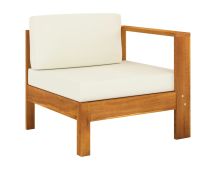 vidaXL Middle Sofa with 1 Armrest Cream White Solid Acacia Wood