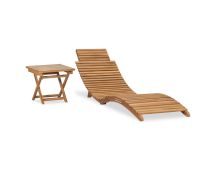 vidaXL Folding Sun Lounger with Table Solid Teak Wood