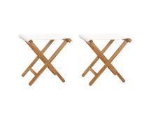 vidaXL Folding Chairs 2 pcs Solid Teak Wood and Fabric Cream White