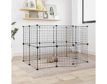 vidaXL 20-Panel Pet Cage with Door Black 35x35 cm Steel