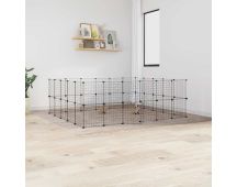 vidaXL 44-Panel Pet Cage with Door Black 35x35 cm Steel