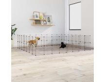 vidaXL 60-Panel Pet Cage with Door Black 35x35 cm Steel