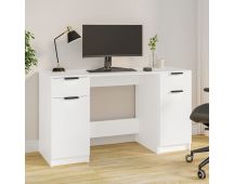 vidaXL Desk with Side Cabinet White Engineered Wood