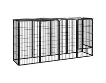 vidaXL 10-Panel Dog Playpen Black 50x100 cm Powder-coated Steel