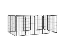 vidaXL 16-Panel Dog Playpen Black 50x100 cm Powder-coated Steel