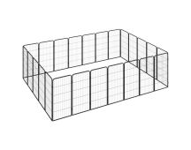 vidaXL 24-Panel Dog Playpen Black 50x100 cm Powder-coated Steel