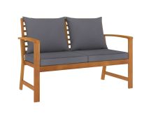 vidaXL Garden Bench 120 cm with Dark Grey Cushion Solid Acacia Wood