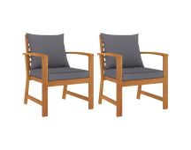 vidaXL Garden Chairs 2 pcs with Dark Grey Cushion Solid Acacia Wood