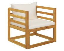 vidaXL Garden Chair with Cream Cushions Solid Acacia Wood