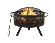 vidaXL Rustic Fire Pit with Poker 76 cm XXL Steel