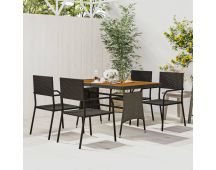 vidaXL 5 Piece Outdoor Dining Set Poly Rattan Black