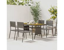 vidaXL 5 Piece Outdoor Dining Set Poly Rattan Grey