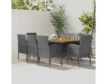 vidaXL 9 Piece Outdoor Dining Set Poly Rattan Grey