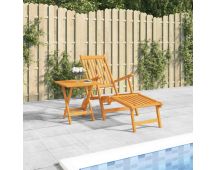 vidaXL Outdoor Deck Chair with Footrest and Table Solid Wood Acacia