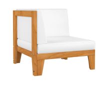 vidaXL Sectional Corner Sofa & Cream White Cushions Solid Acacia Wood