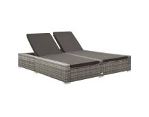 vidaXL Double Sun Lounger Poly Rattan Grey