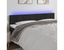 vidaXL LED Headboard Black 160x5x78/88 cm Velvet