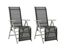 vidaXL Reclining Garden Chairs 2 pcs Textilene and Aluminium Silver